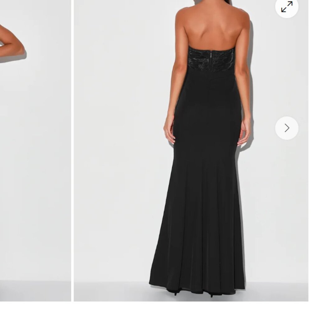 Lulu's NWT Brilliantly Bold Black Strapless Mermaid Maxi Dress - Size S - Picture 2 of 10